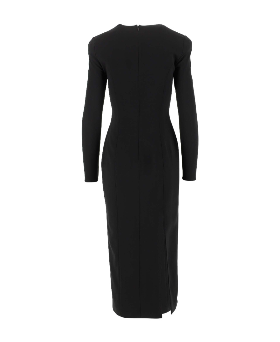 Versace Corset Detail Long Sleeve Jersey Midi Dress In Black