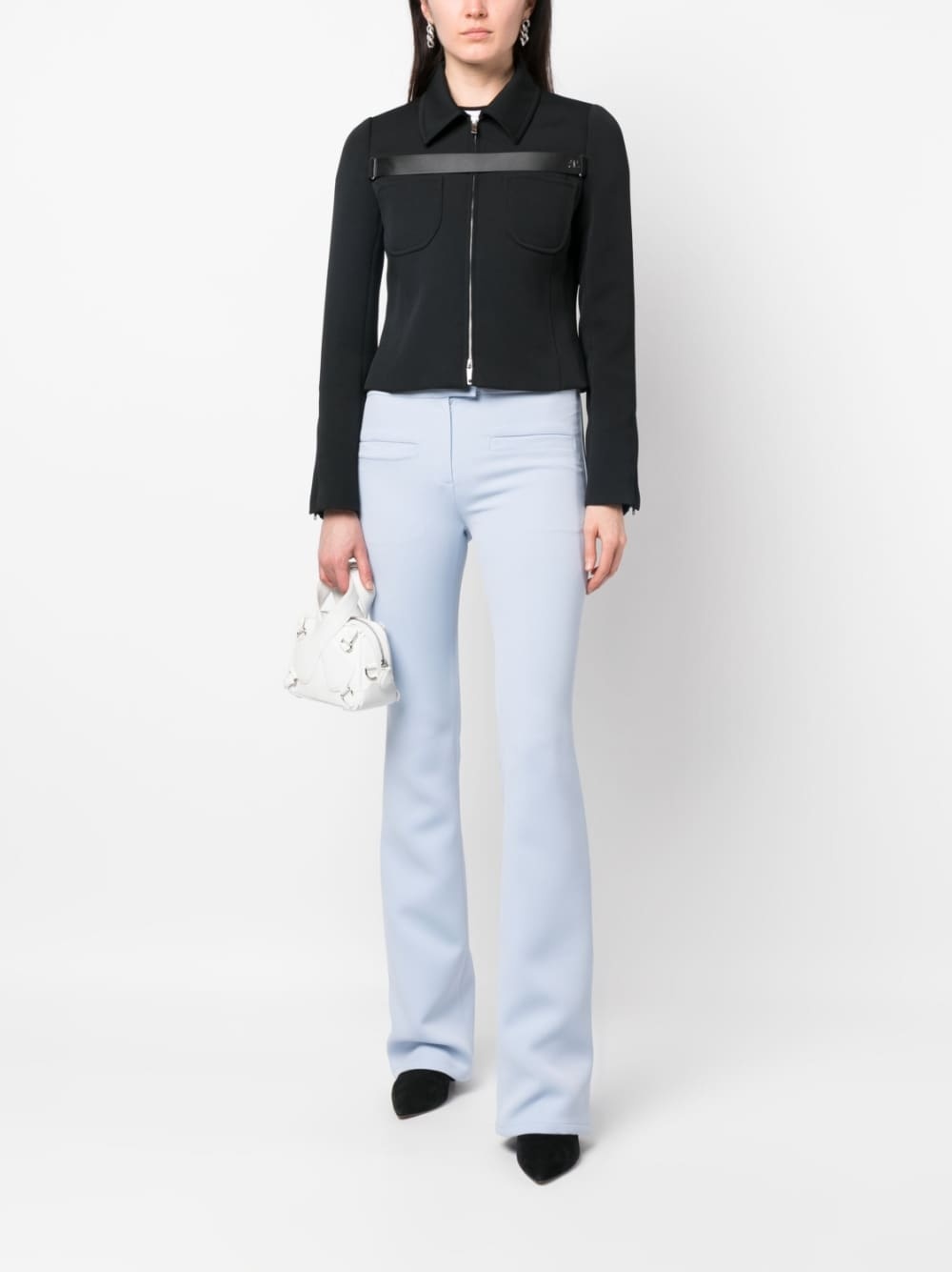 Courrèges Mid-rise Flared Trousers In Blue