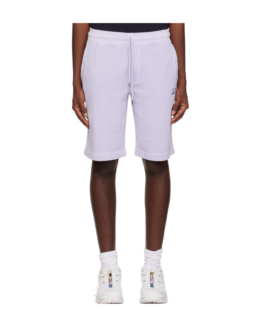 C.p. Company Embroidered-logo Drawstring-waist Shorts In White