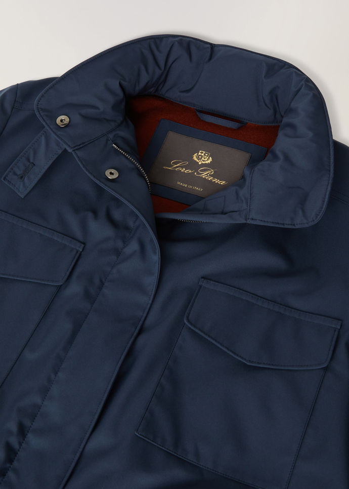 Loro Piana Traveller Windmate Stand-neck Casual Jacket In Navy Blue