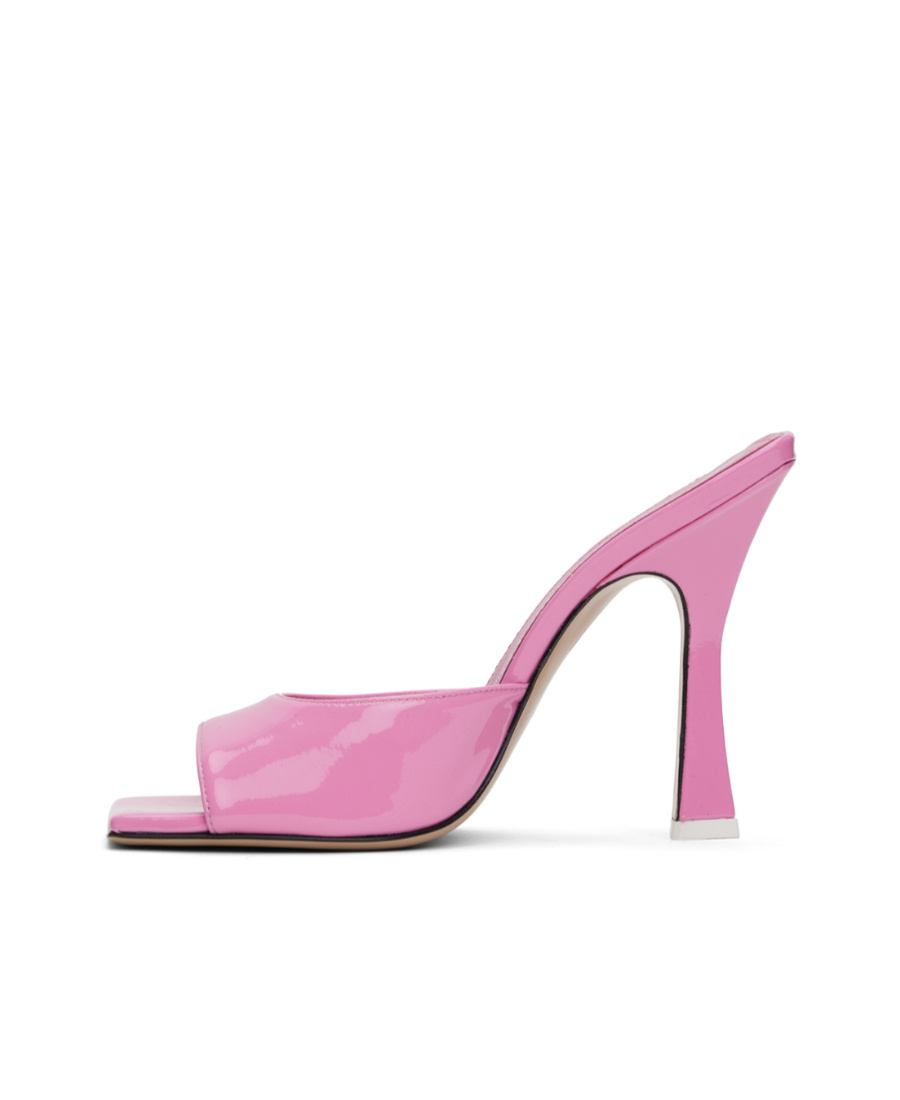 Attico Anais Sqaure Leather Heeled Mules In Pink
