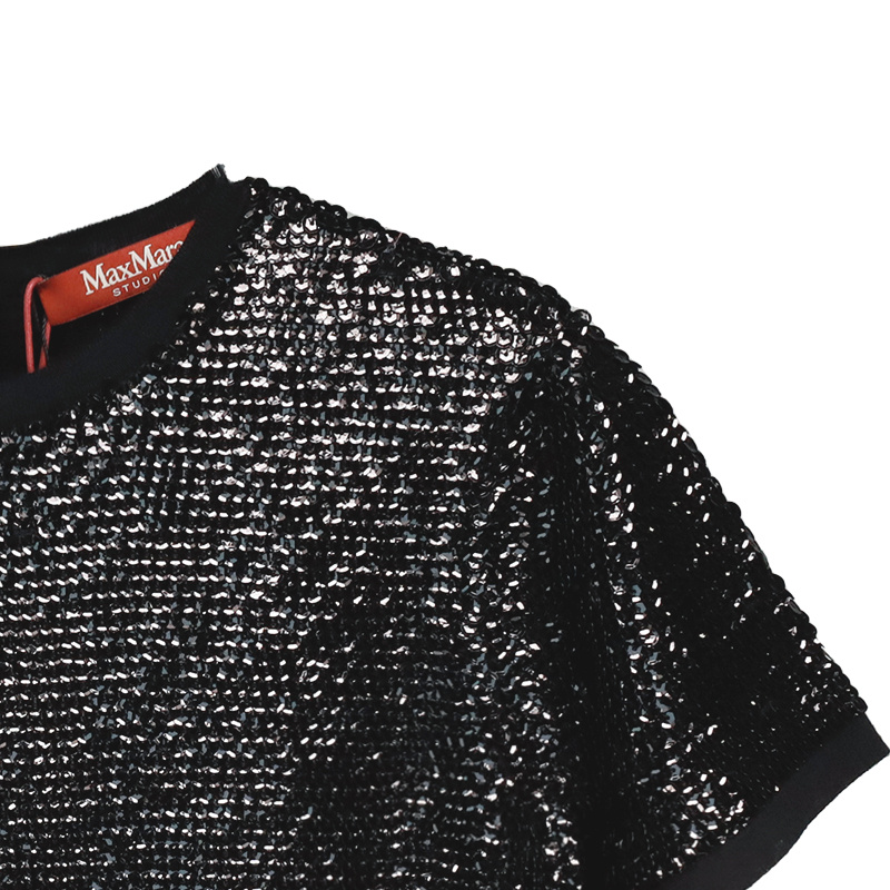 Max Mara Sequined Wool Sweater In Black