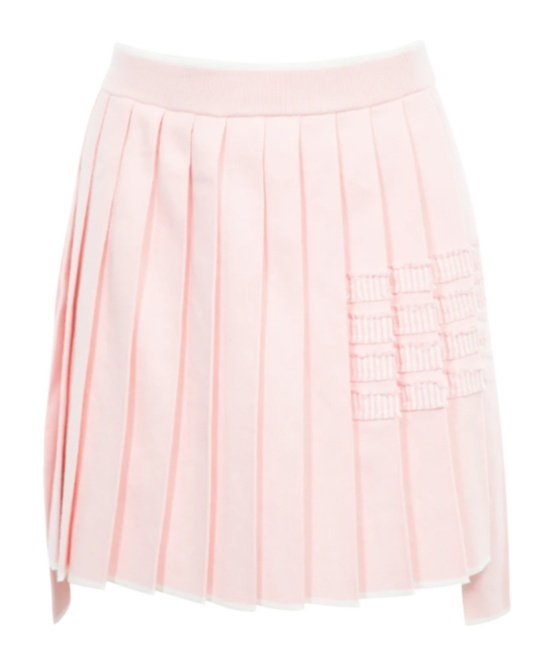 Thom Browne Asymmetric Hem Mini Pleated Skirt In Pink