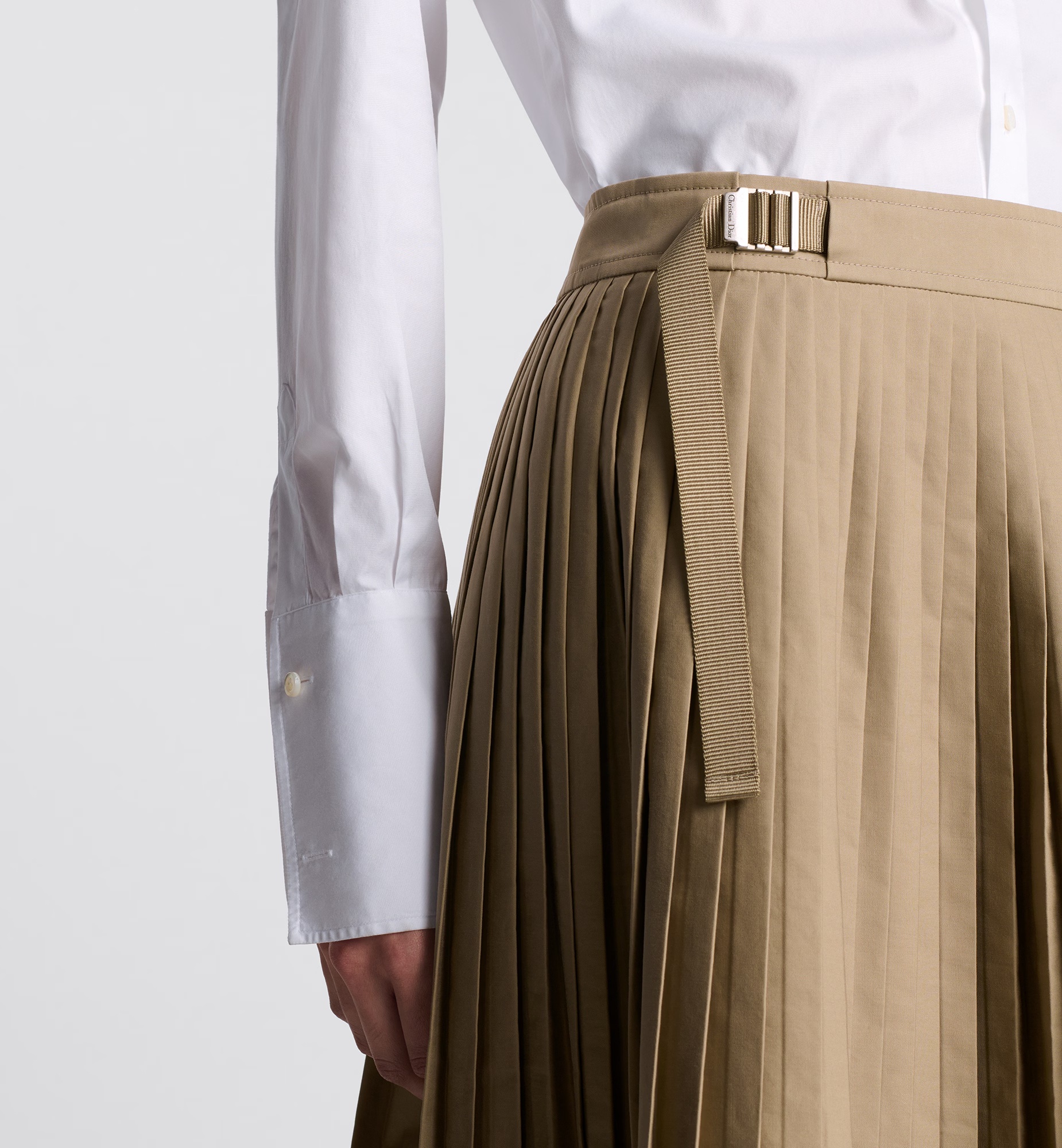 Shop Dior Pleated Mid-length Skirt In Nude