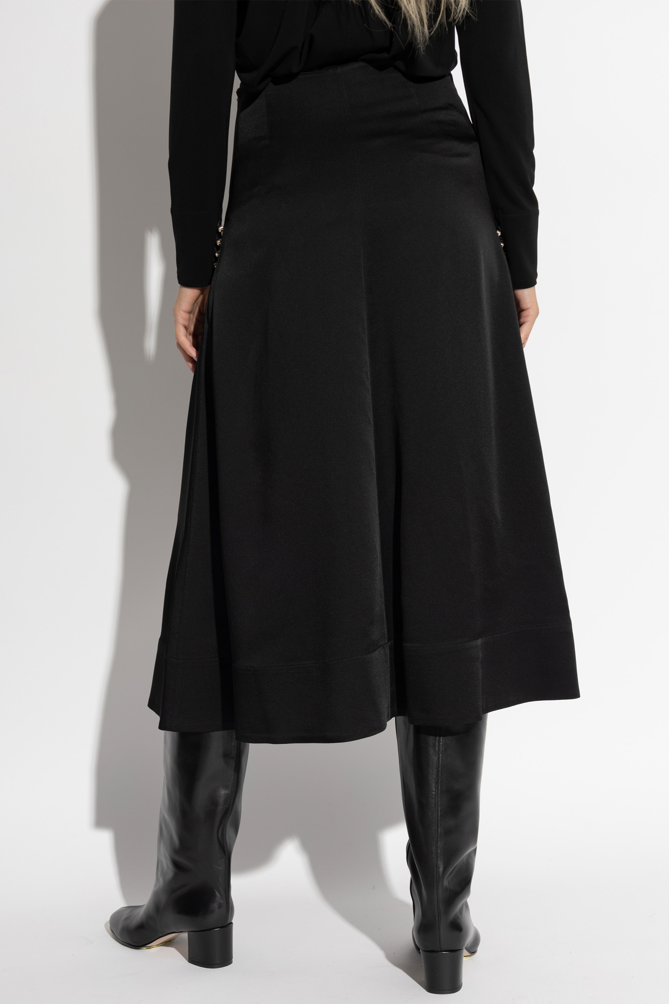 Lanvin A-line Wool Skirt Button Detail In Black