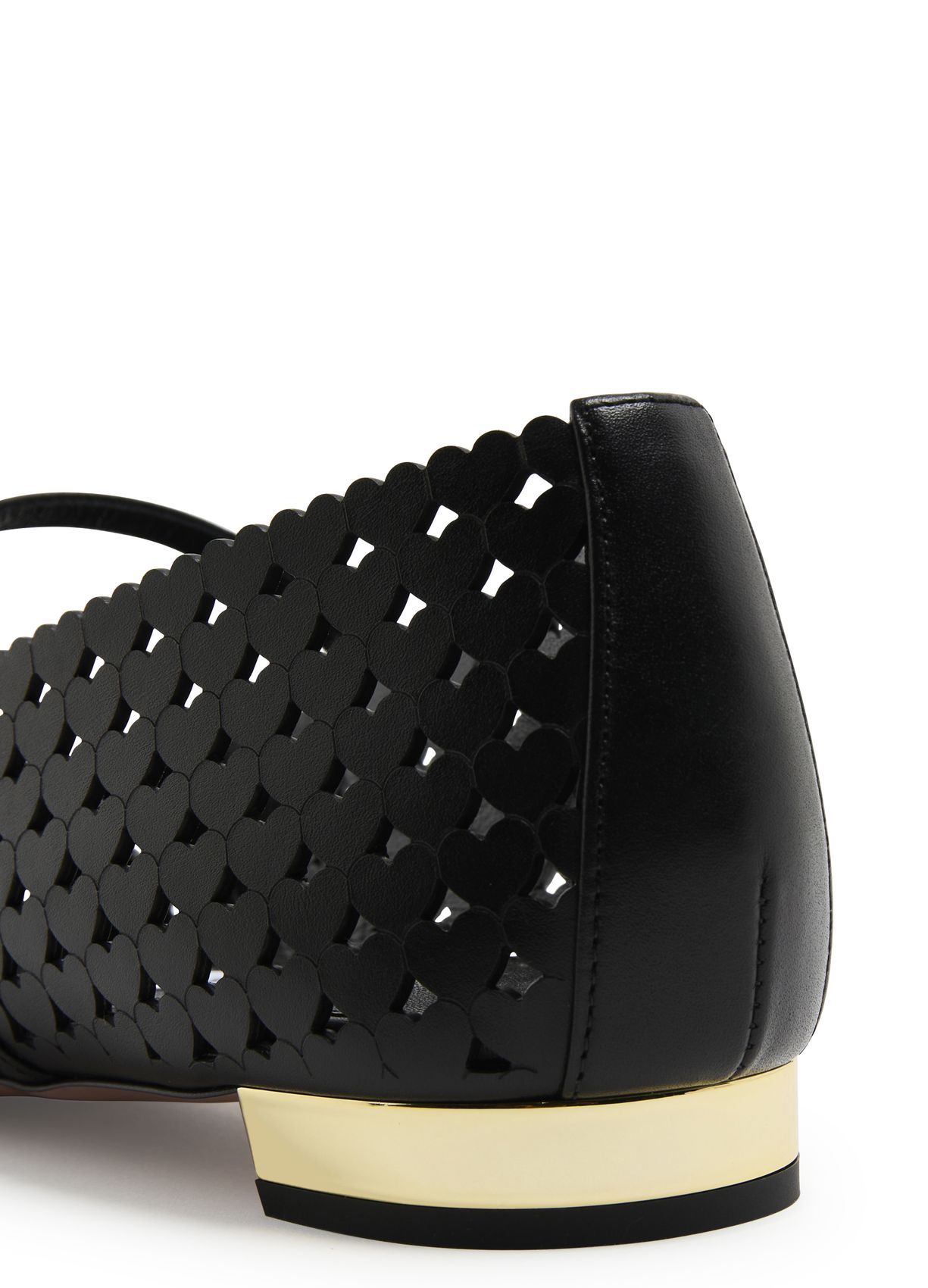 Aquazzura Amourose Cutout Leather Ballet Flats In Black