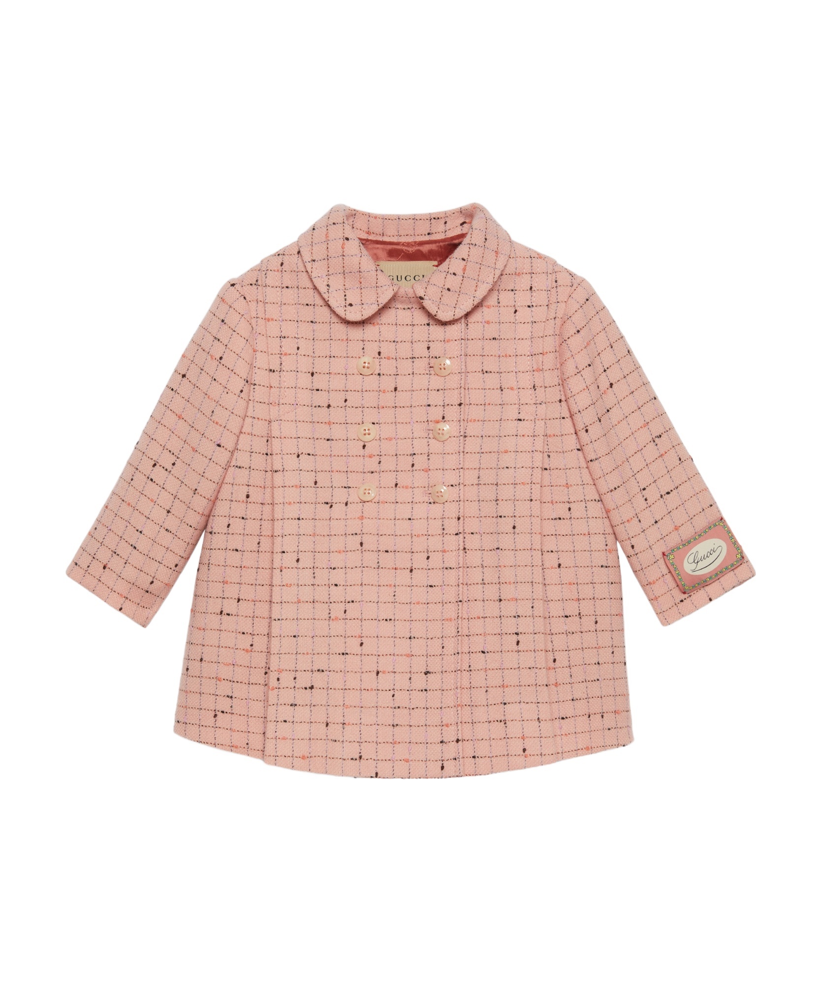 Gucci Double-breasted Checked Coat In Nude