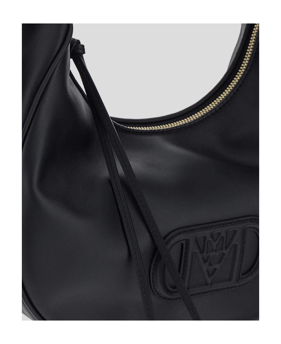 Mcm Logo Shoulder Bag In Black
