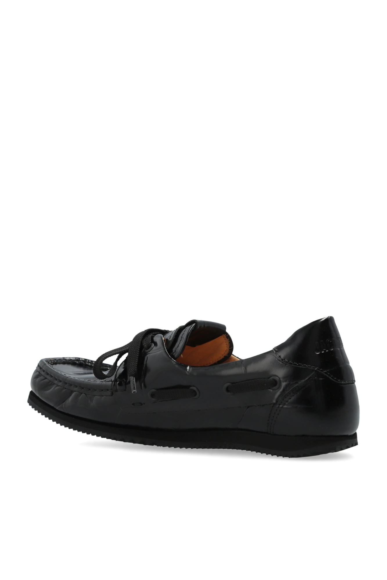 Jacquemus Batto Loafers Croco Embossed Leather Glossy In Black