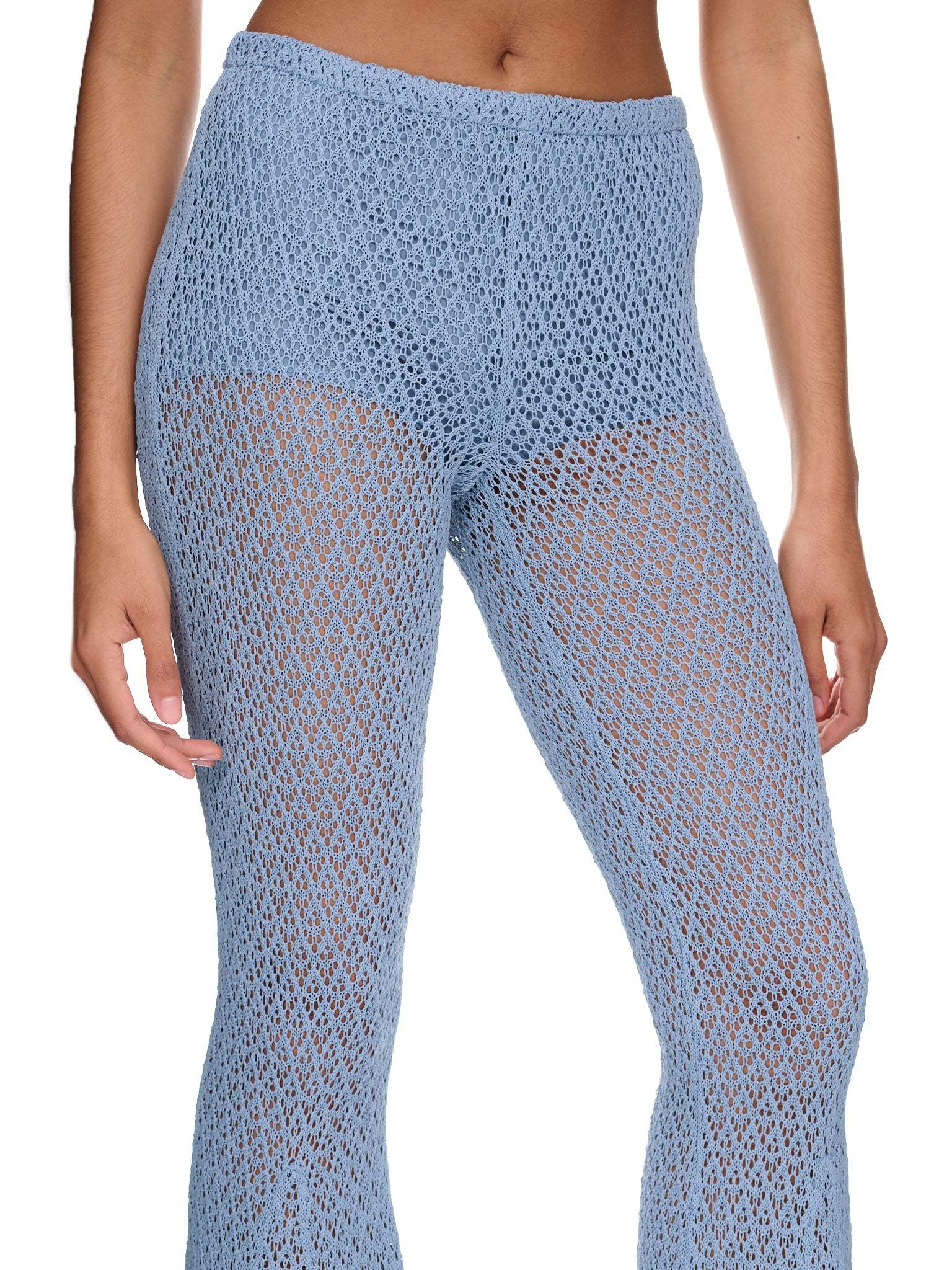 Blumarine Crochet Flared Trousers In Blue