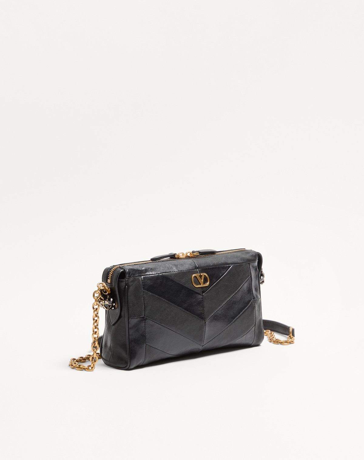 Valentino Panthea Chevron Cross Body Bag In Black
