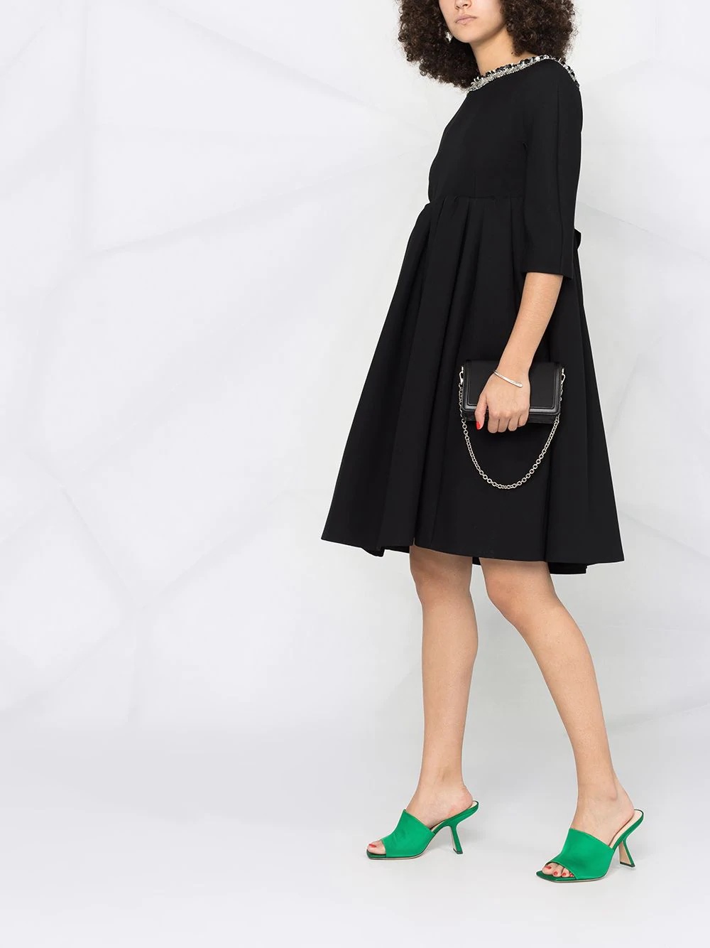 Prada Embellished Collar Babydoll Dress In Black