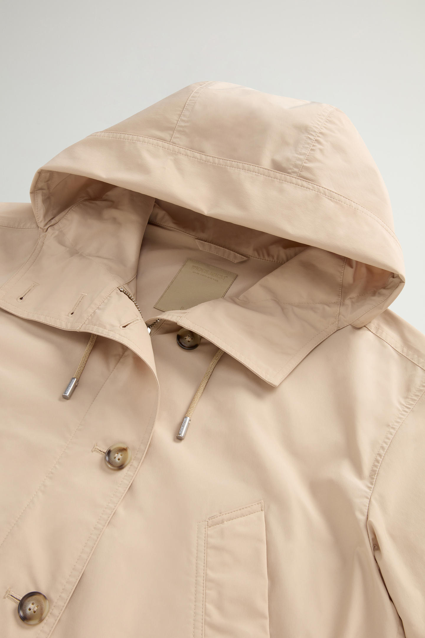 Woolrich Hooded Parka Coat Adjustable Cuffs Hem In Neutral