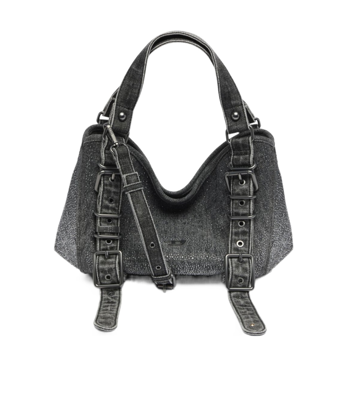 Diesel D-one-small Top-handle Bag In Crystal Solarised Denim In Black