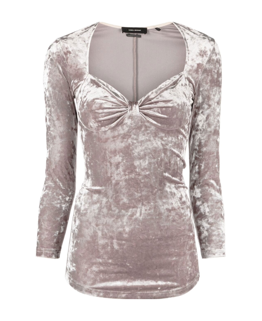 Isabel Marant Gubaia Stretch Velvet Top In Gray