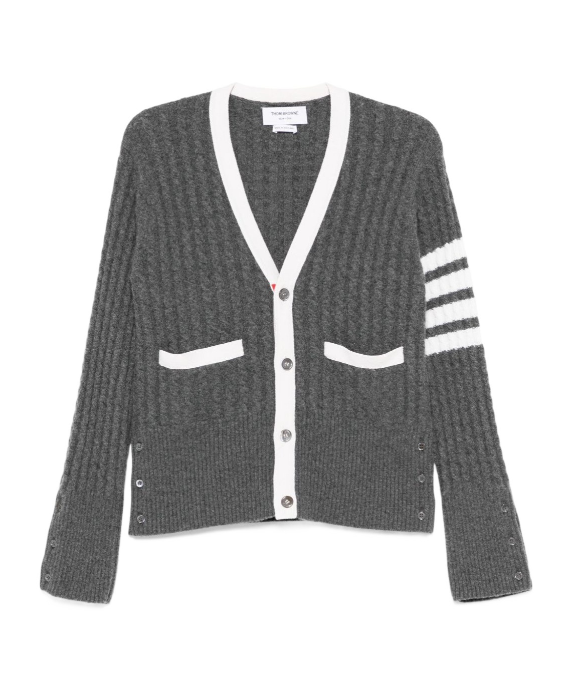 Thom Browne Long-sleeved Knitted Cardigan In Gray