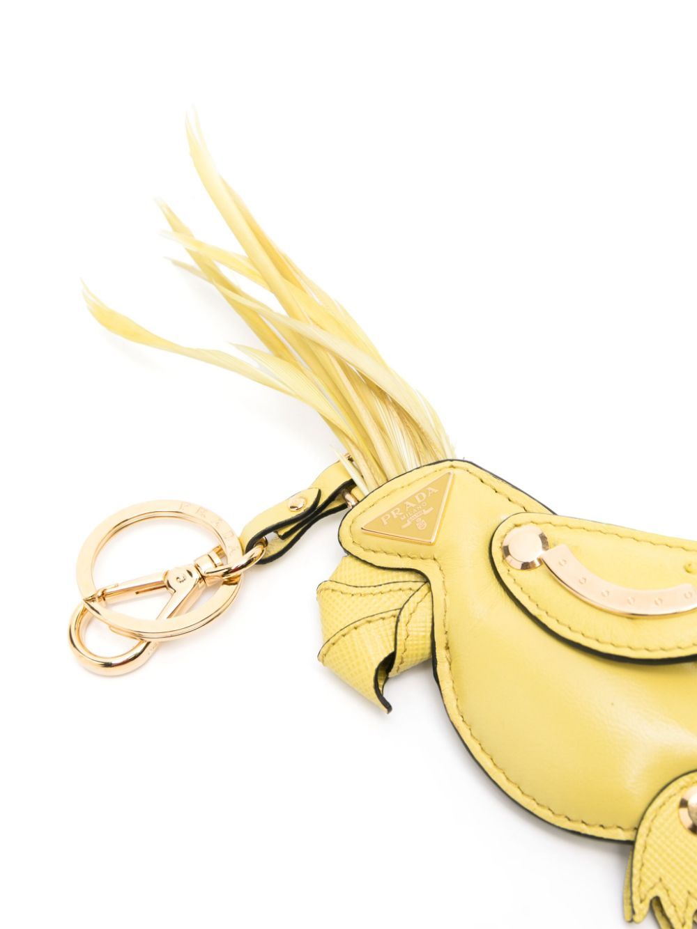 Prada Flying Bird Shaped Key Chain In Lemon Yellow