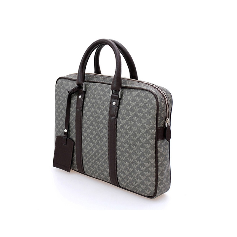 Emporio Armani Logo Details Handbag In Gray