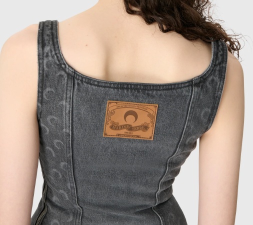 Marine Serre Jeans Sleeveless Mini Dress In Black
