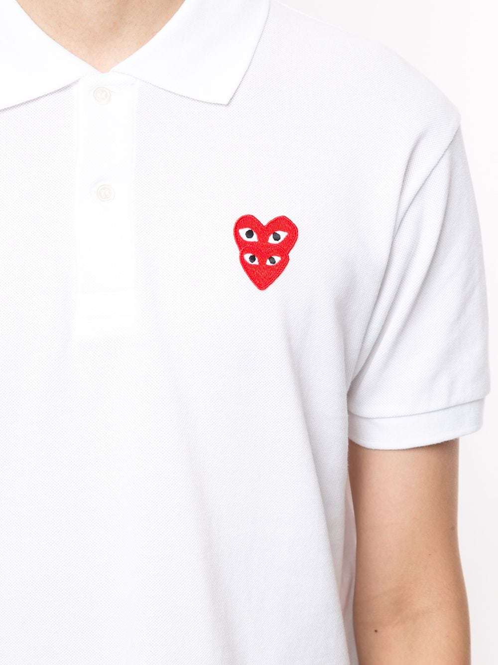 Comme Des Garçons Play Chest Logo-patch Polo Shirt In White