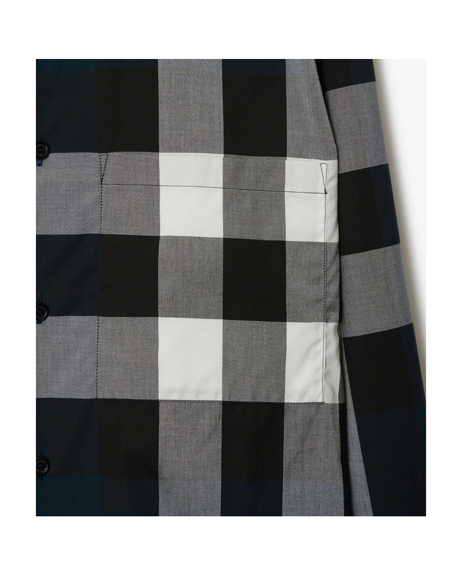 Shop Burberry Check-pattern Cotton Shirt In Black