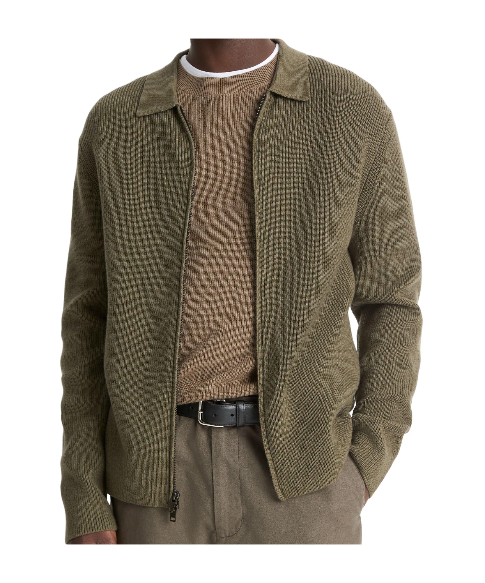 Vince Regular Fit Zip Front Sweater