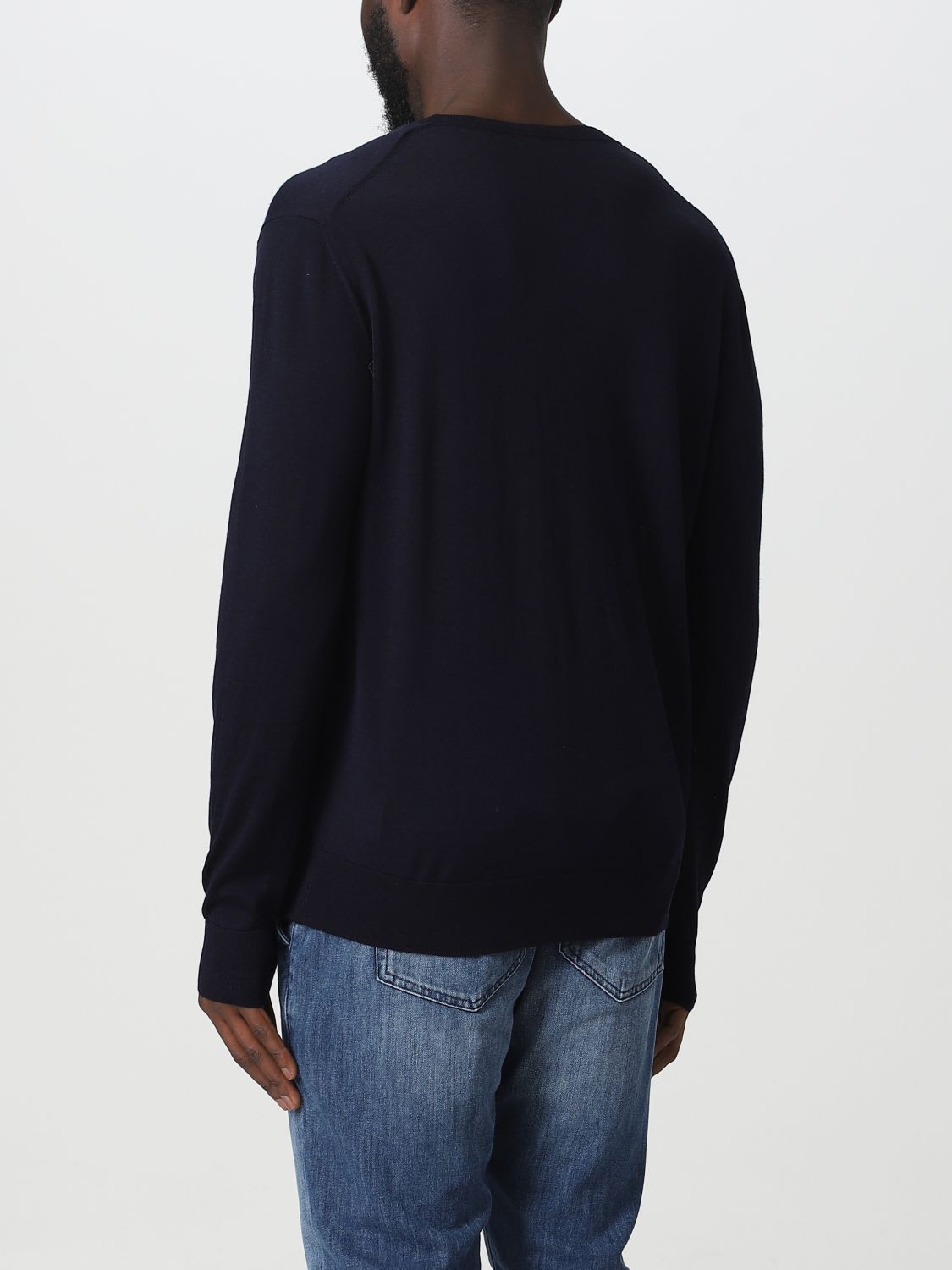 Ballantyne Cotton V Neck Knitted Pullover In Black
