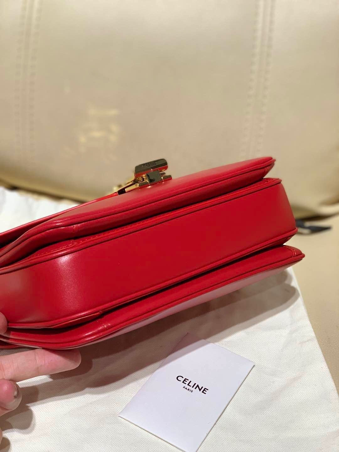 Celine Foldover Top Crossbody Bag In Red