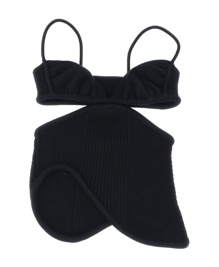 Off-white Cut-out Ribbed-knit Top In Black
