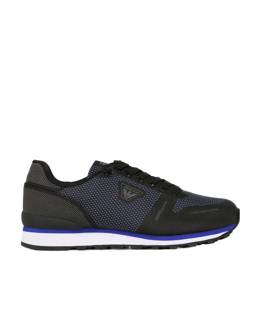 Armani Jeans Stitching Lace-up Casual Sneakers In Black