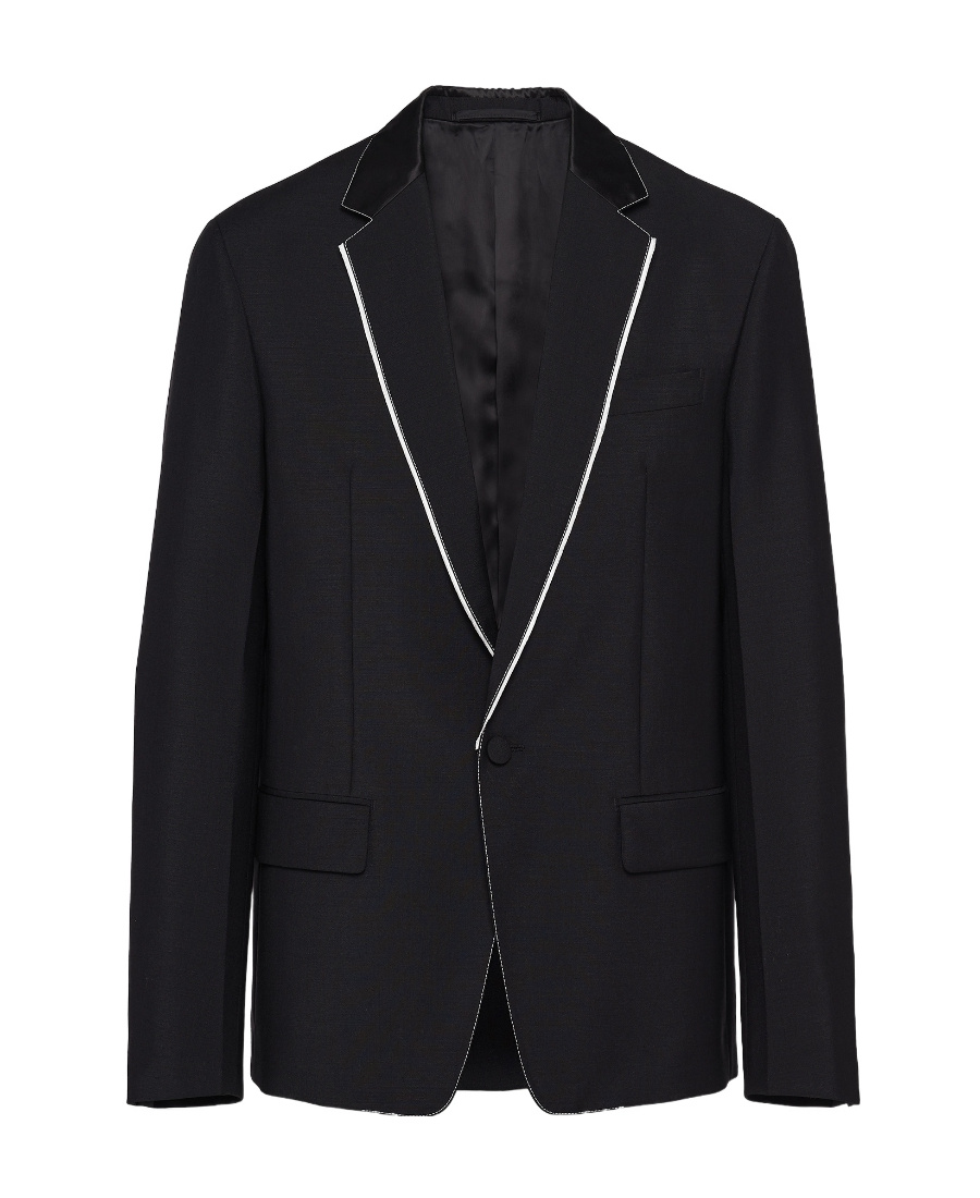 PRADA PRADA CONTRASTED TRIM SINGLE BREASTED JACKET