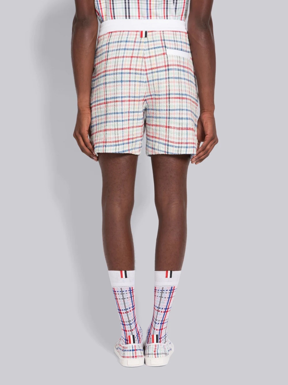 Thom Browne Gingham-check Tweed Shorts In White
