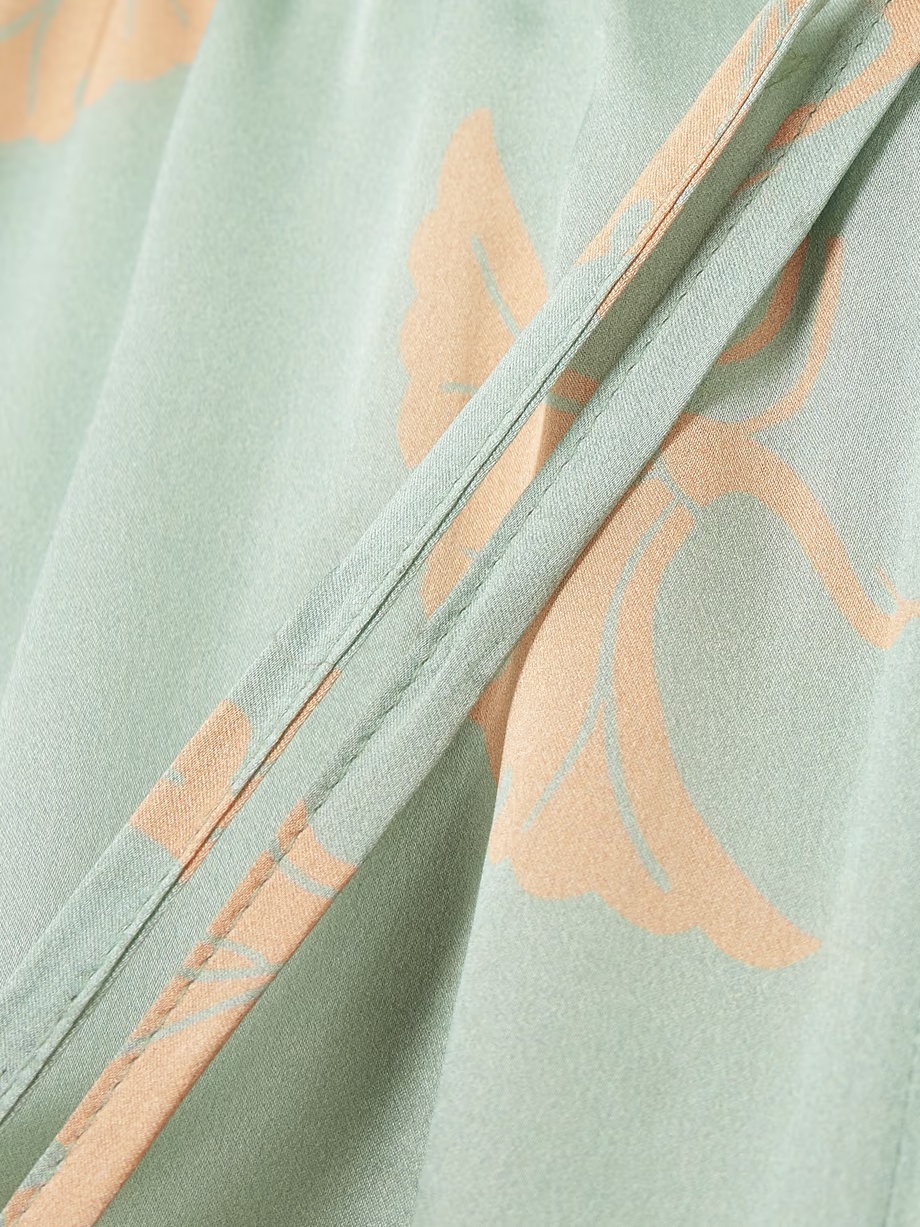 Dries Van Noten Graphic-print Silk Trousers In Gray