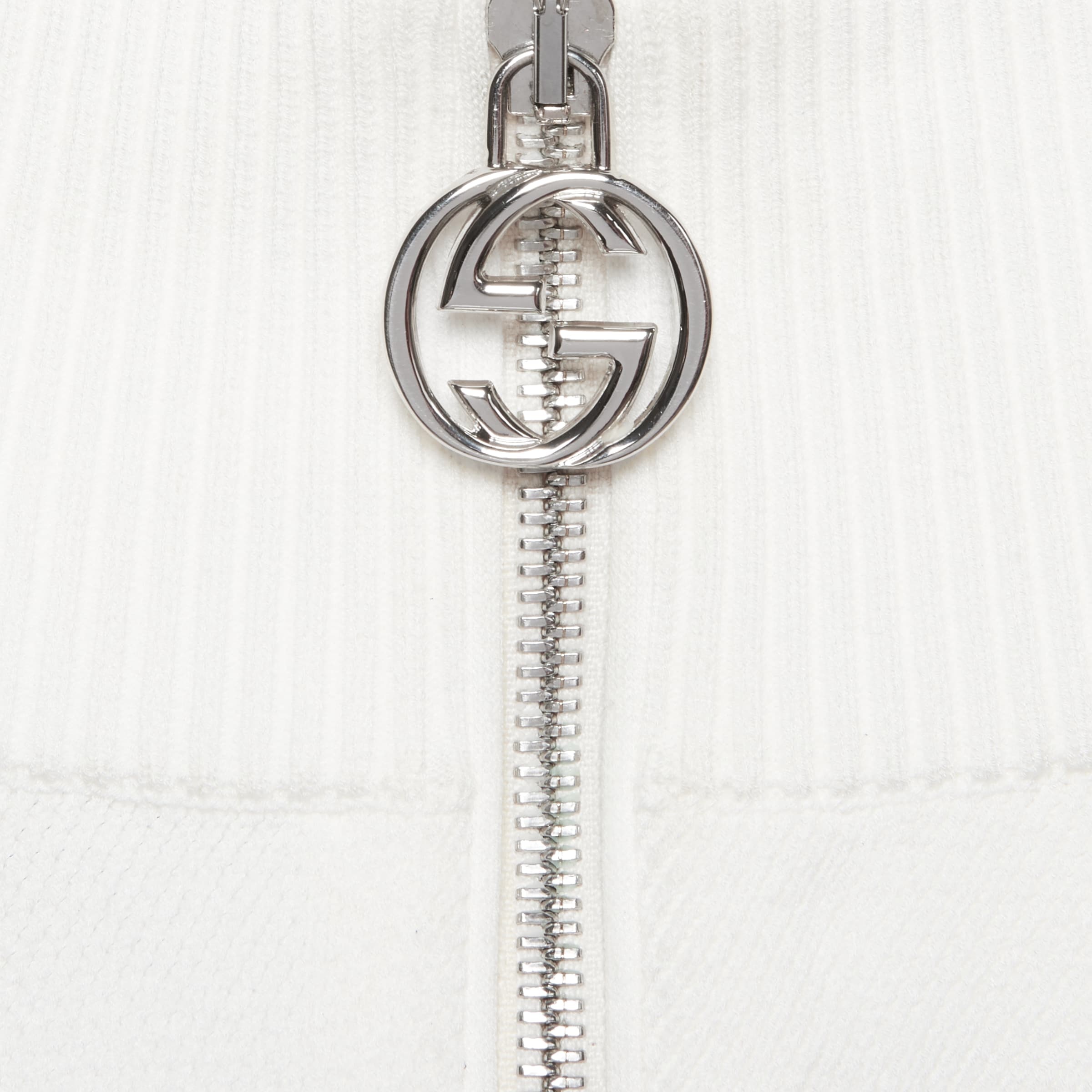 Gucci Web Knitted Cropped Top In White