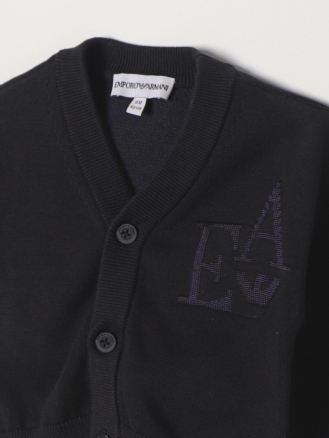 Emporio Armani Logo-jacquard Button-up Cardigan In Black