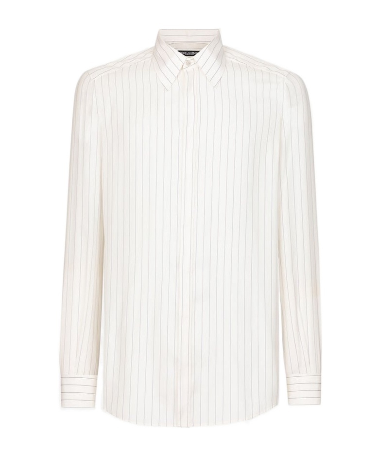 Dolce & Gabbana Striped Poplin Martini-fit Shirt In White