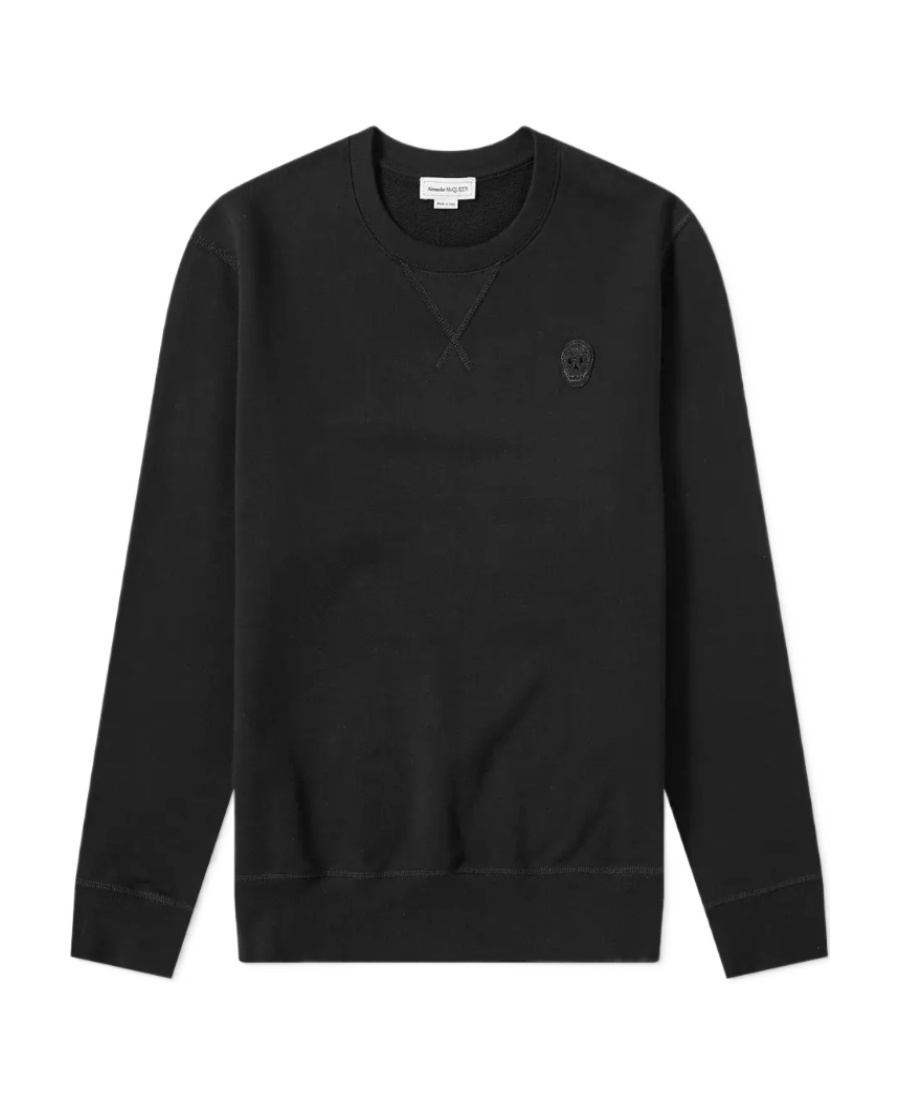 Alexander Mcqueen Round Collar Long Sleeve Sweater In Black