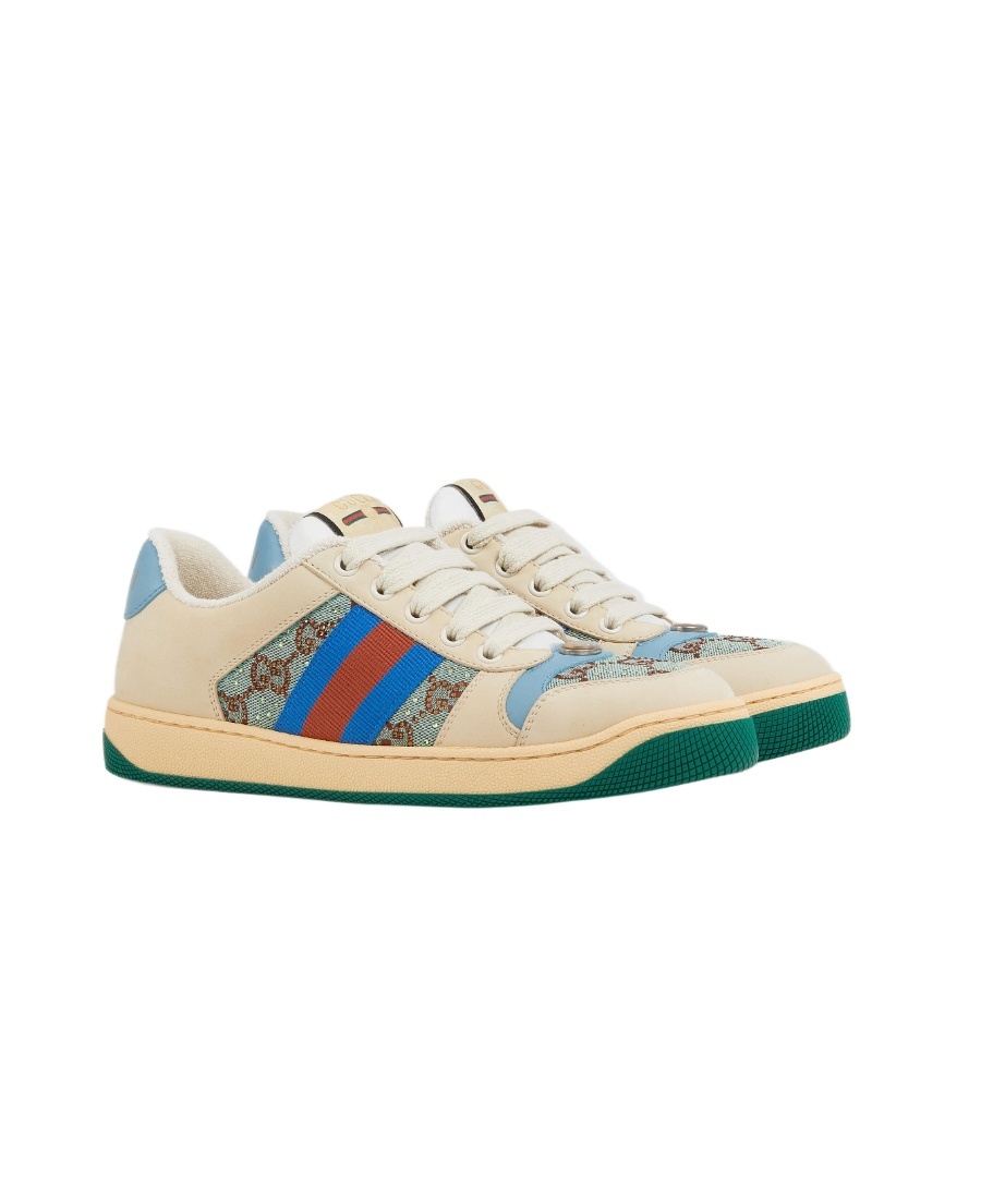 Gucci Crystal-embellished Gg Screener Sneakers In Brown