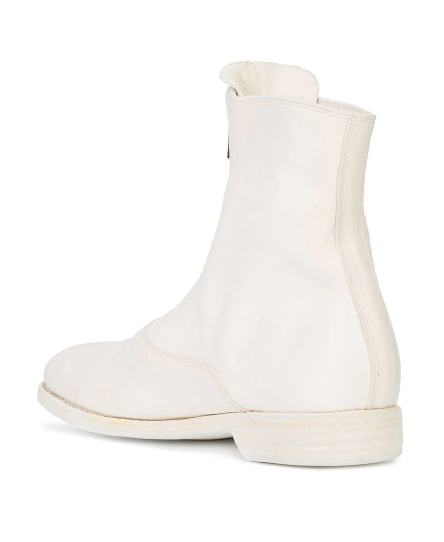 Shop Guidi Logo Zipper Boots In White