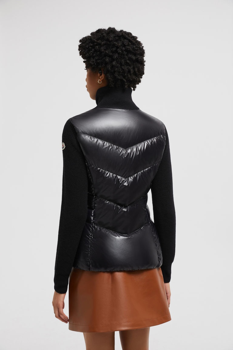 Moncler Padded Zip-up Cardigan In Black