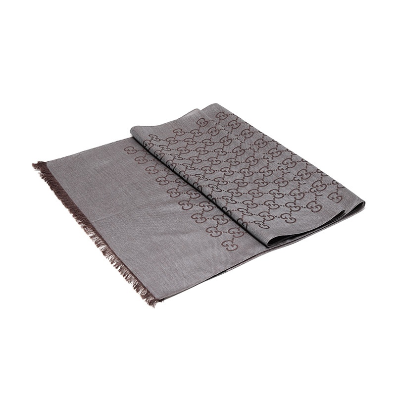 Gucci Classic Logo Scarf In Gray