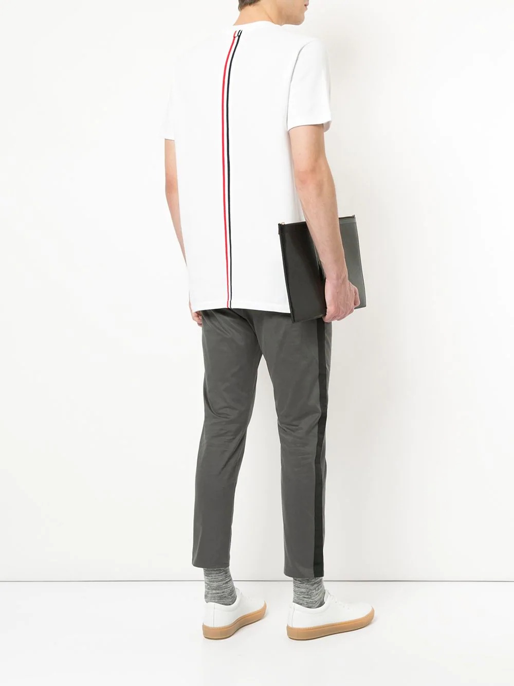 Thom Browne Central Striped T-shirt On The Back In White