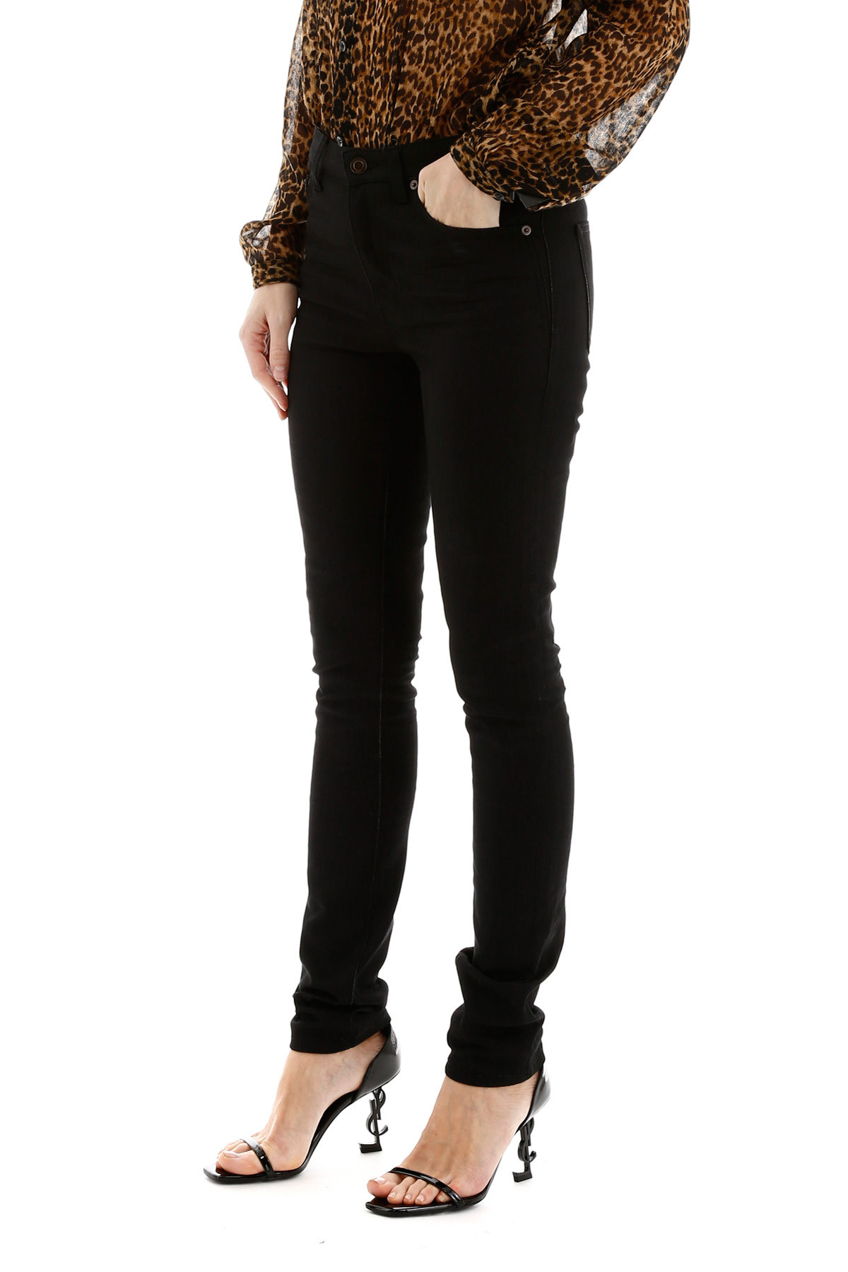 Shop Saint Laurent Mid-rise Skinny Jeans In Black