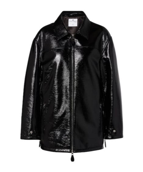 Courrèges Coated Cotton-blend Jacket In Black