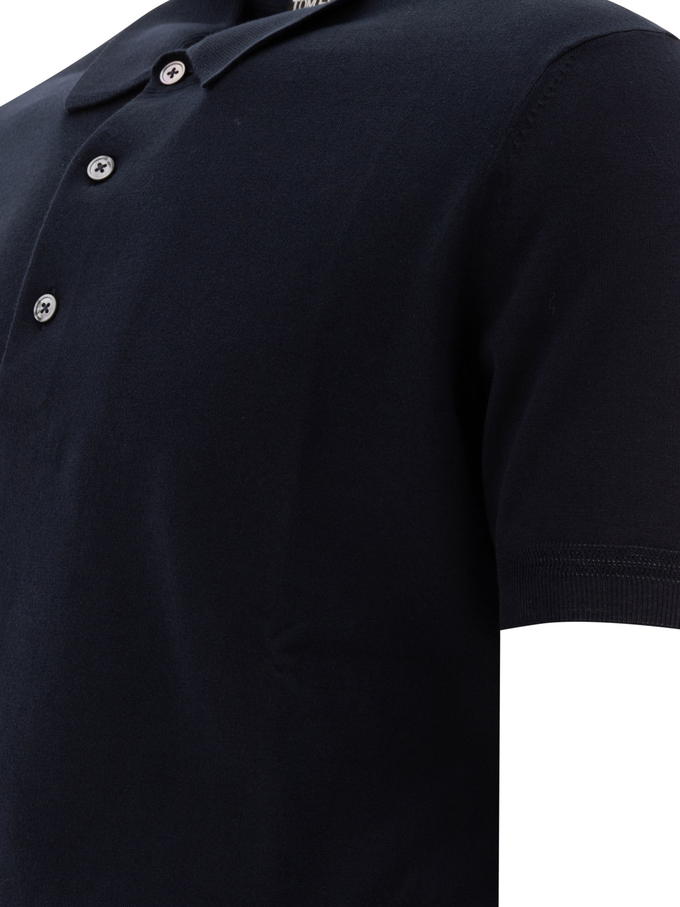 Tom Ford Logo Embroidery Cotton Polo Shirt In Black
