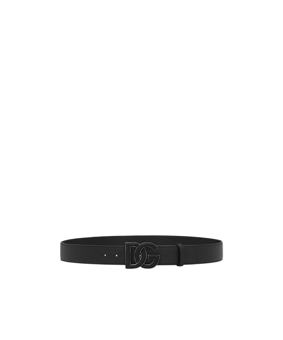 Dolce & Gabbana Black Logo Leather Belt In Black