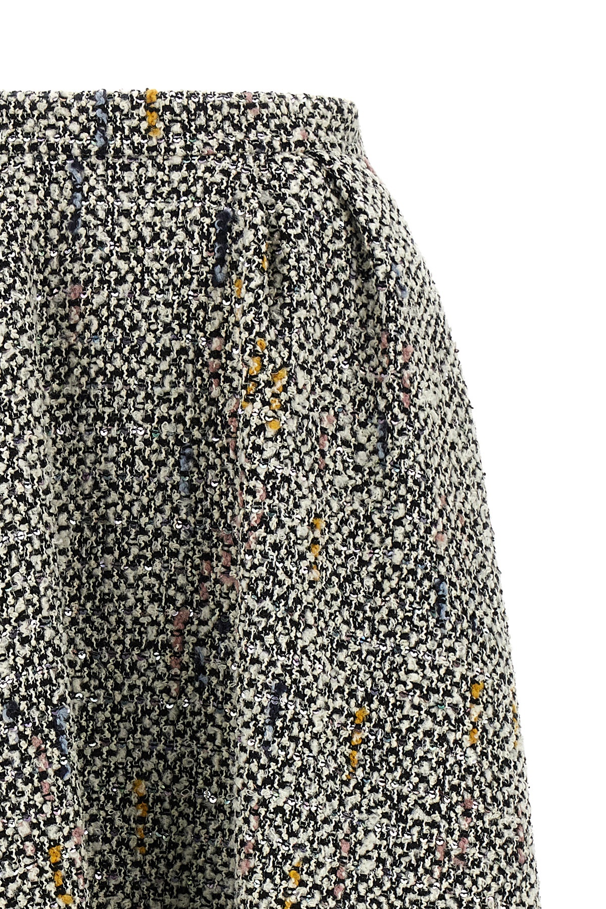 Alessandra Rich High-waisted Pleated Tweed Midi Skirt In Gray