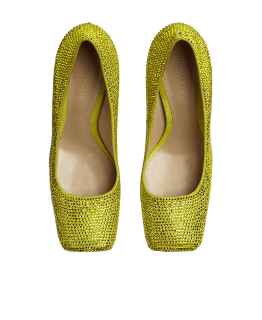 Bottega Veneta Gem-embellished Square-toe Pumps In Green