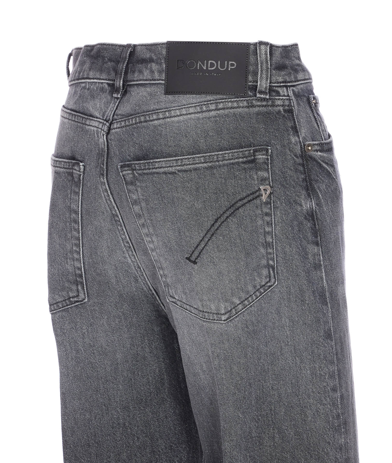 Dondup Wide-leg Trousers With Pockets And Loops In Gray