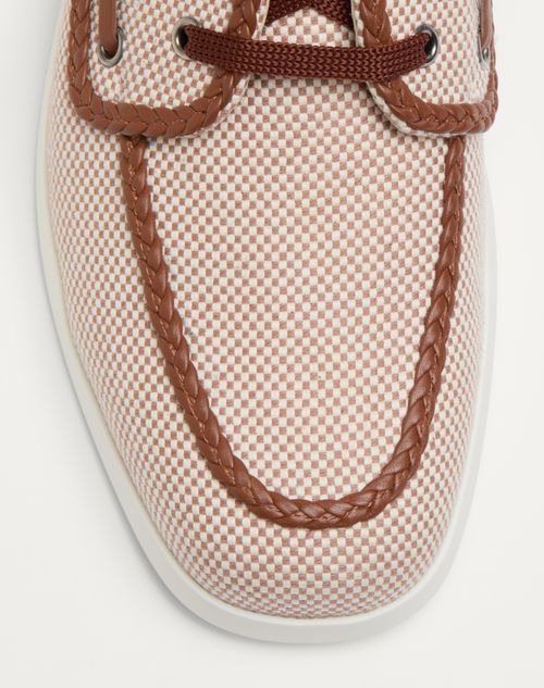 Valentino Men's Palm Avenue Canvas Boat Shoes In Brown